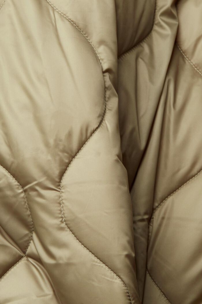 Pikowany płaszcz z podszewką w kontrastowym kolorze, PALE KHAKI, detail image number 5