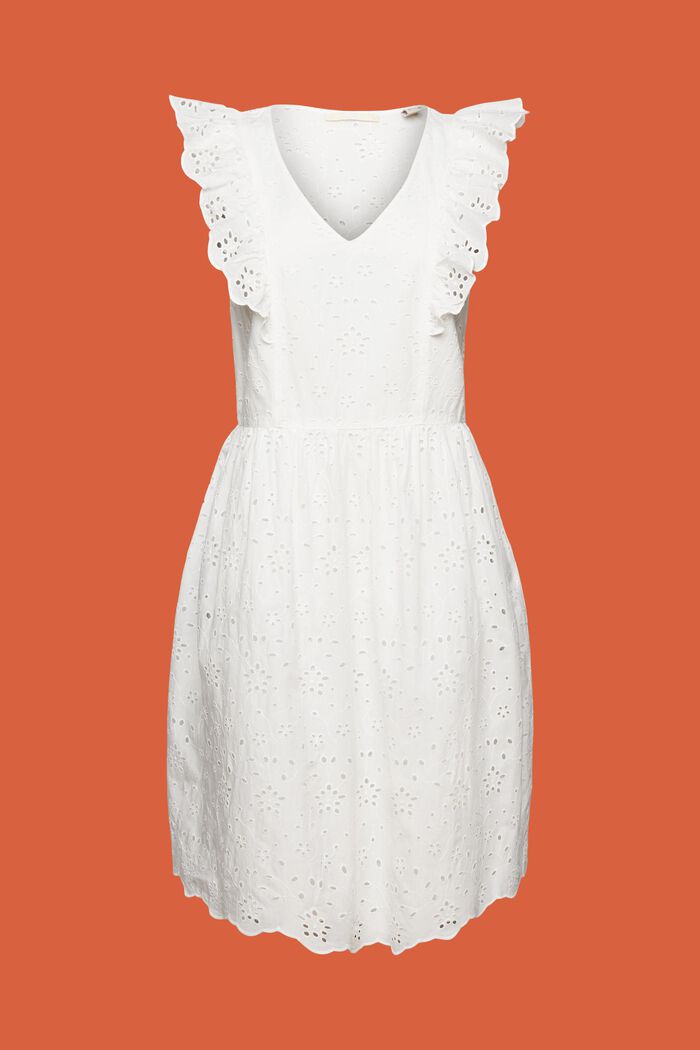 Koronkowa sukienka z bawełny, OFF WHITE, detail image number 5