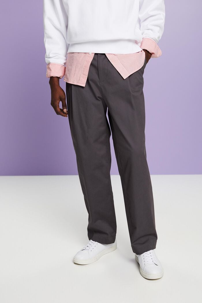 Spodnie chino z szerokimi nogawkami, DARK GREY, detail image number 0