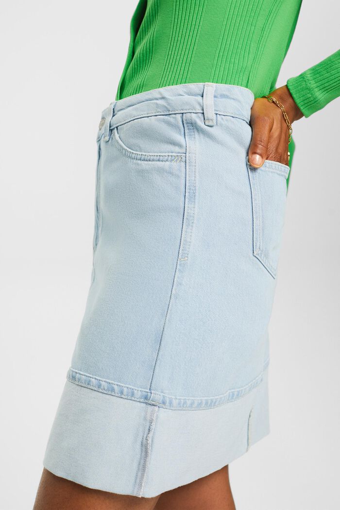 Dżinsowa spódnica mini ze średnim stanem, BLUE BLEACHED, detail image number 2