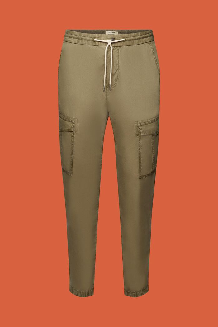 Spodnie bojówki na gumce, 100% bawełny, OLIVE, detail image number 7