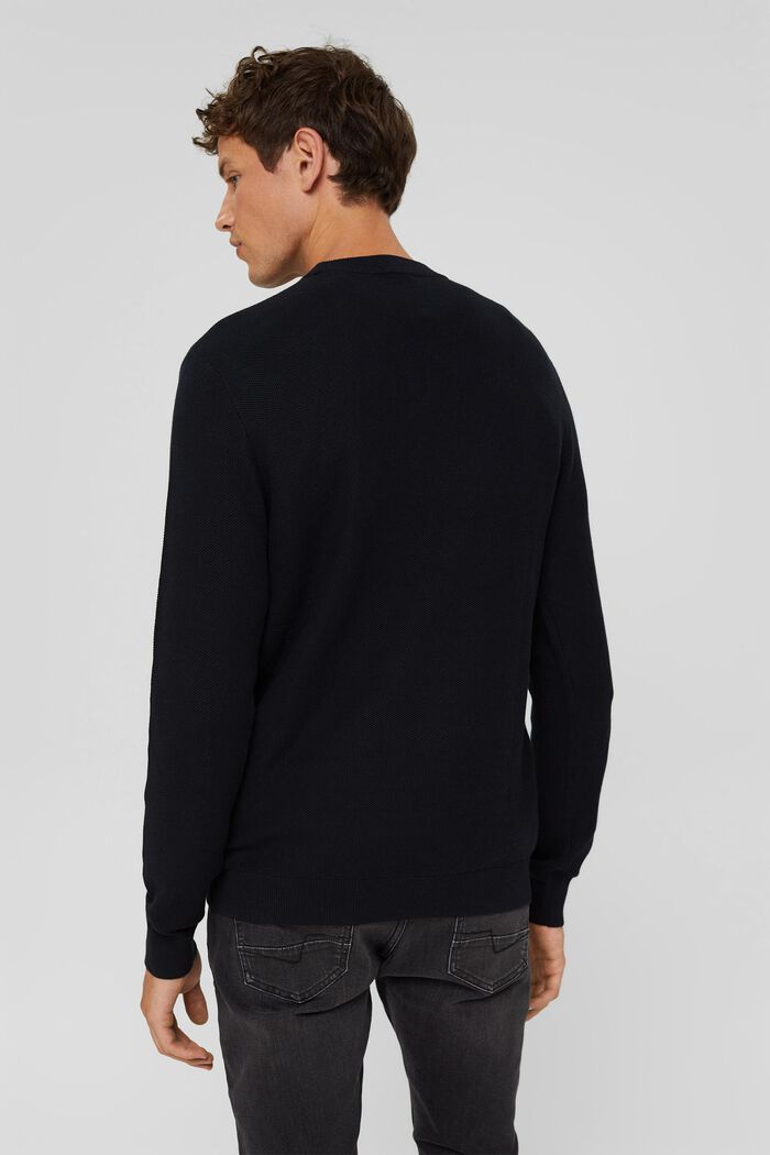 Sweter z fakturą, 100% bawełny ekologicznej, BLACK, detail image number 3
