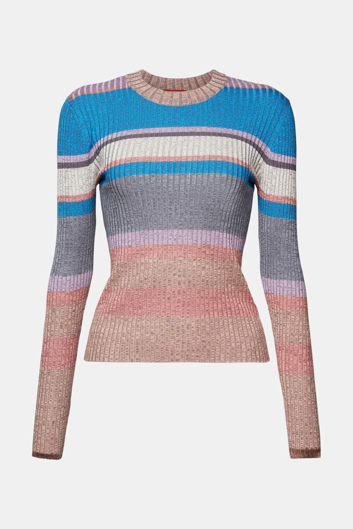 Sweter z prążkowanej dzianiny, LENZING™ ECOVERO™, BLUE, detail image number 6