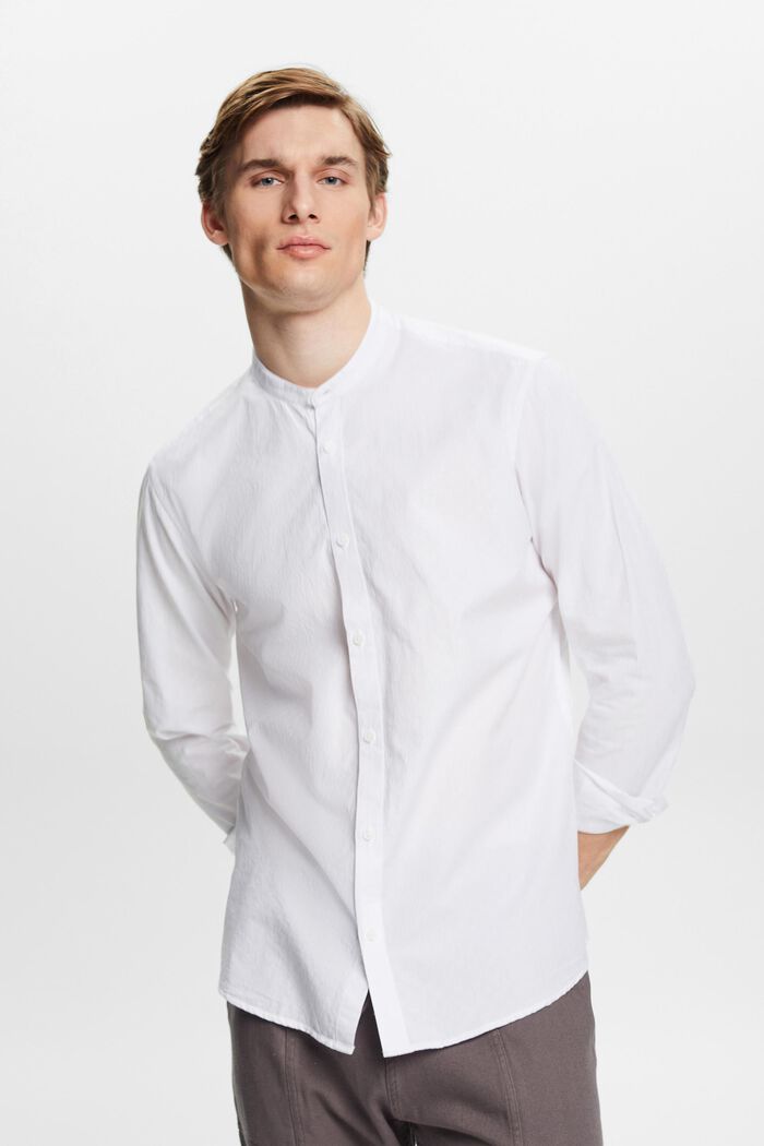 Fakturowana koszulka o fasonie slim fit ze stójką, WHITE, detail image number 0