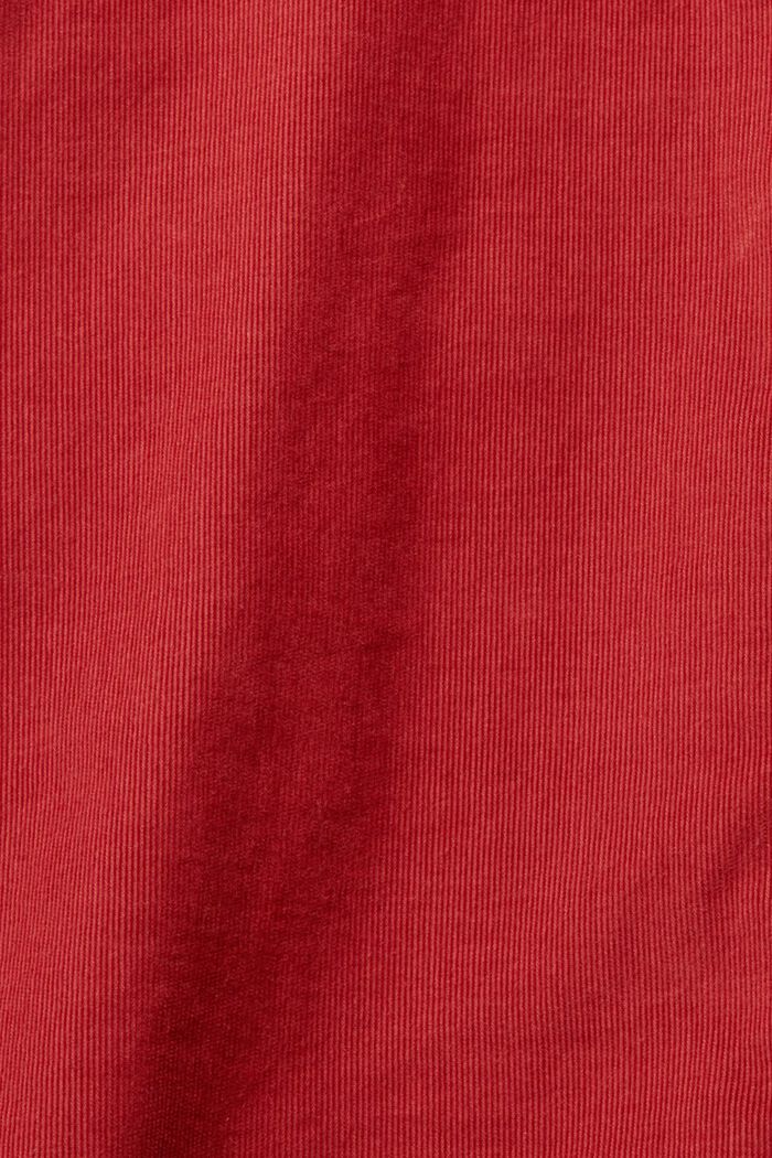 Bluzka koszulowa z drobno prążkowanego sztruksu, TERRACOTTA, detail image number 1