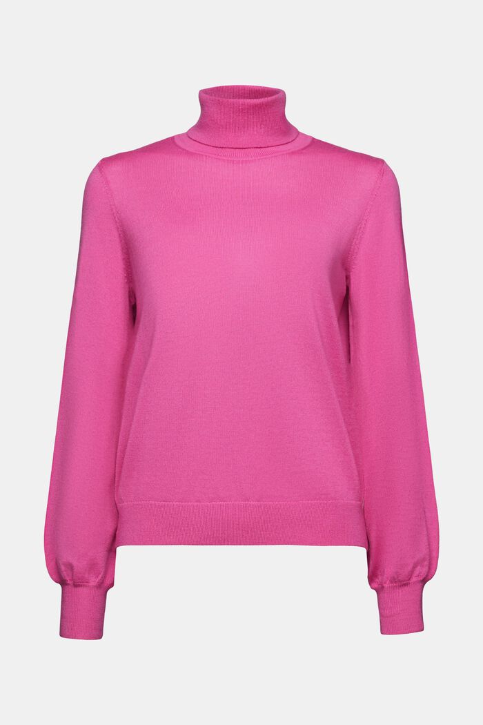 Wełniany sweter z półgolfem, PINK FUCHSIA, detail image number 6