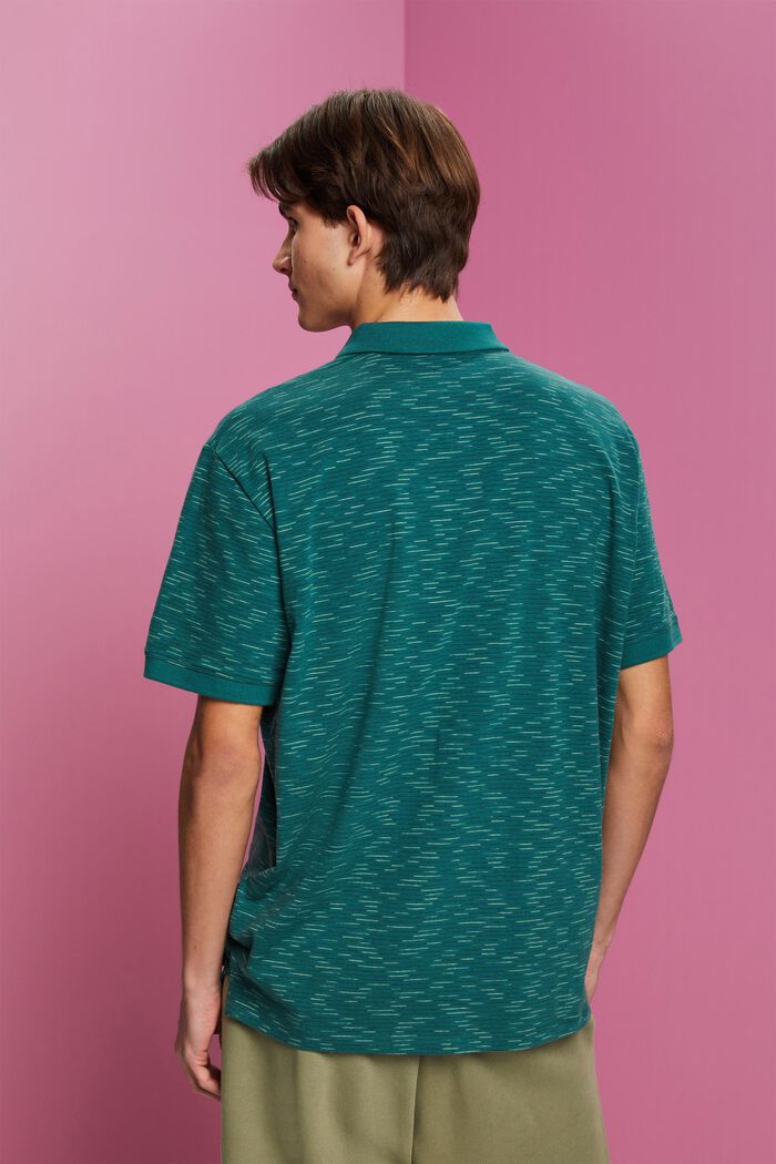 Melanżowa koszulka polo w cienkie paseczki, EMERALD GREEN, detail image number 3