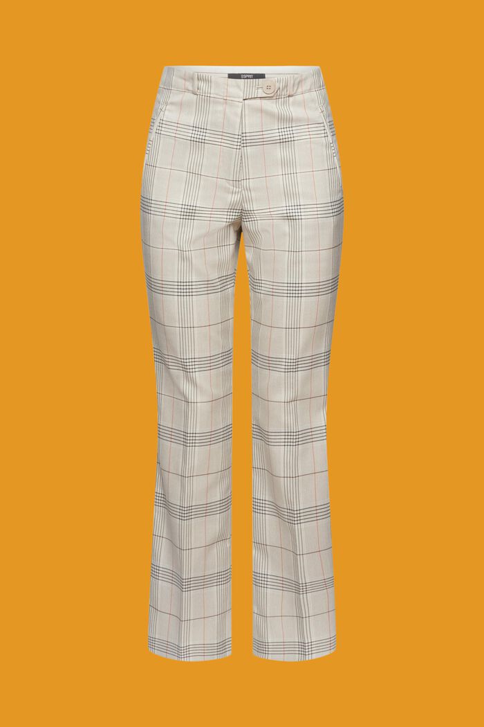 Spodnie w kratę z rozszerzanymi nogawkami, LIGHT TAUPE, detail image number 7