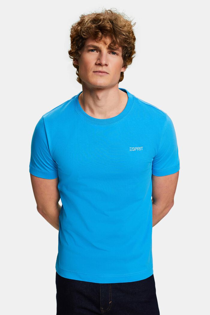 Logowany T-shirt z bawełnianego dżerseju, BLUE, detail image number 4