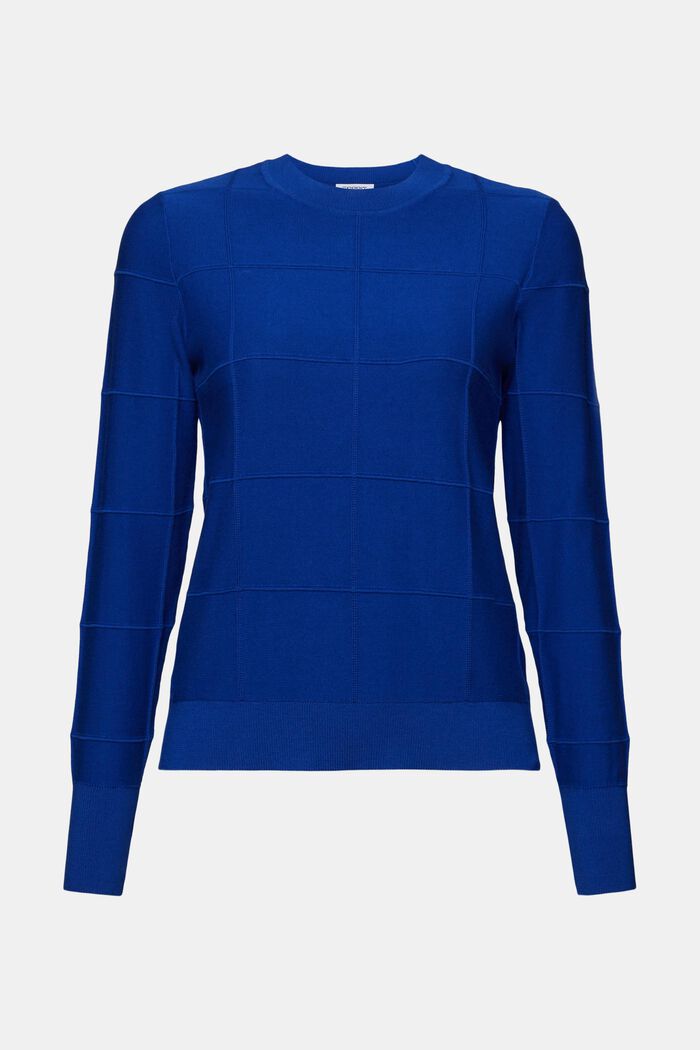 Sweter w fakturalną kratę, BRIGHT BLUE, detail image number 6