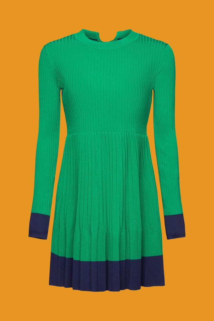 Plisowana sukienka mini z długim rękawem, EMERALD GREEN, detail image number 5