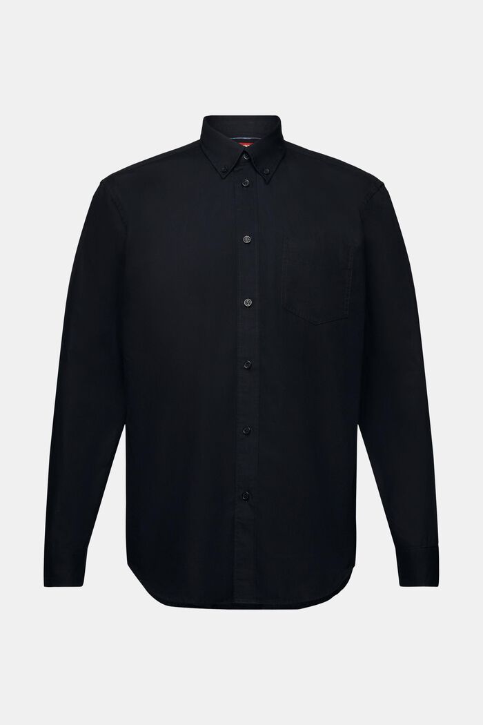 Popelinowa koszula z przypinanym kołnierzykiem, 100% bawełny, BLACK, detail image number 6