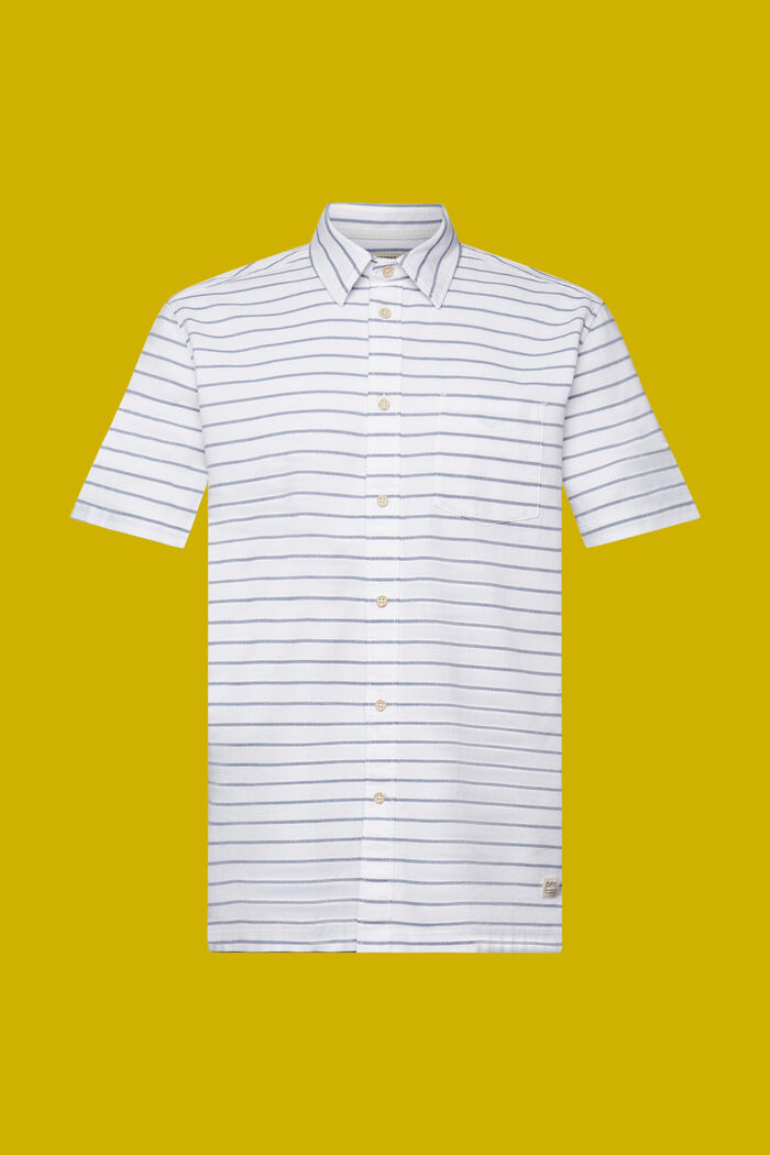 Koszulka w paski z waflowej piki, 100% bawełny, WHITE, detail image number 5