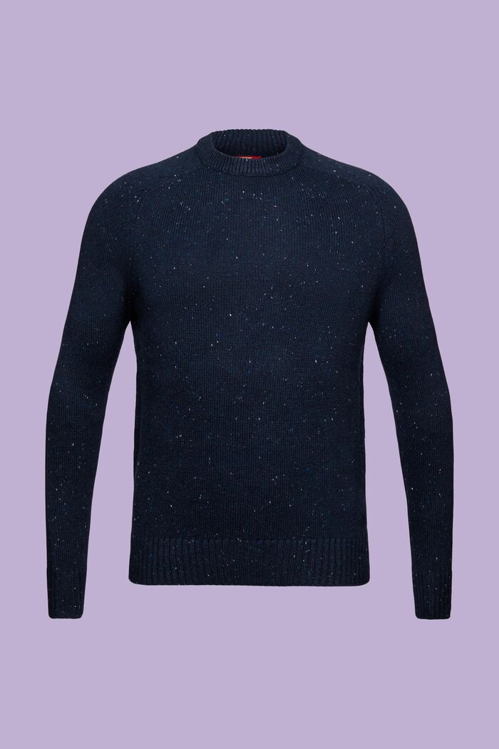 Nakrapiany sweter z okrągłym dekoltem, PETROL BLUE, detail image number 6