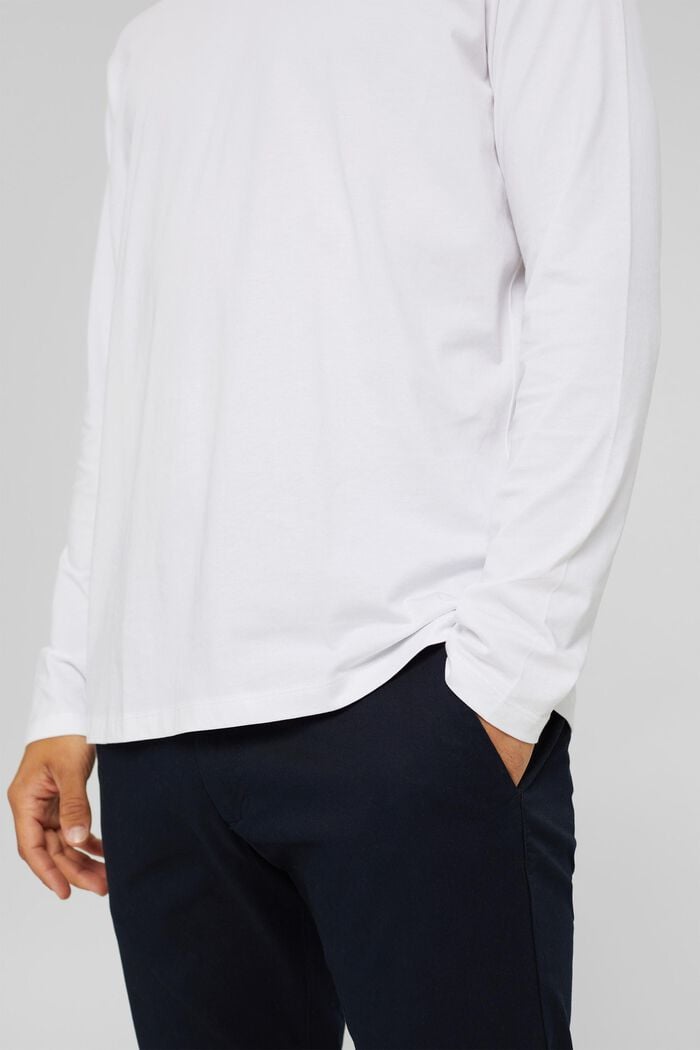 Jerseyowa bluzka z długim rękawem ze 100% bawełny ekologicznej, WHITE, detail image number 6