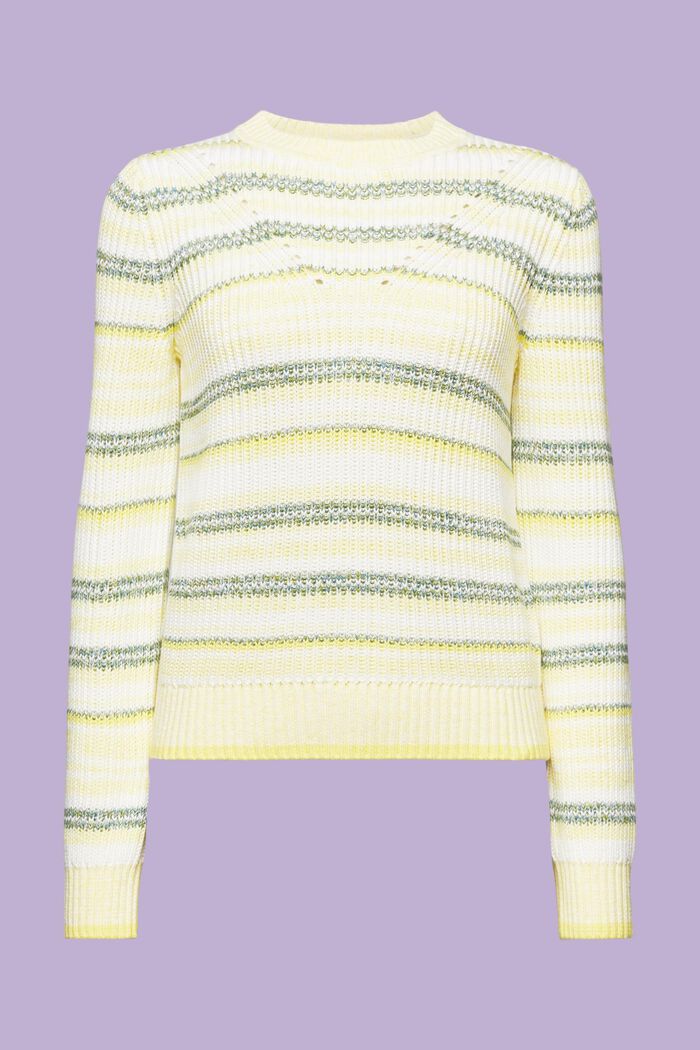 Sweter z okrągłym dekoltem w paski, PASTEL YELLOW, detail image number 6