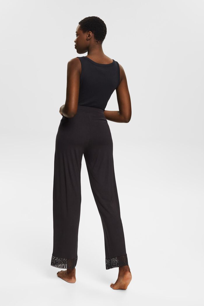 Spodnie od piżamy z koronką, LENZING™ ECOVERO™, BLACK, detail image number 3