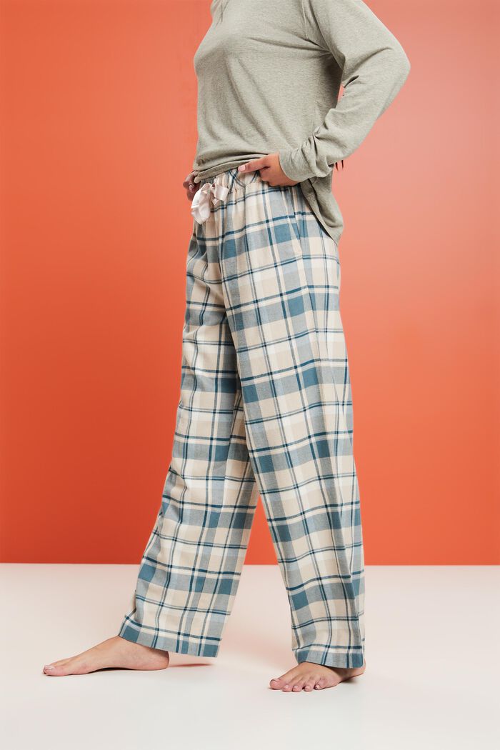 Flanelowe spodnie od piżamy w kratkę, TEAL BLUE, detail image number 0