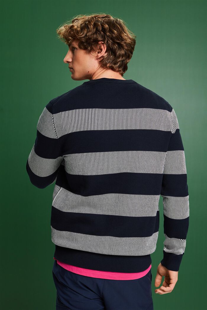 Sweter z prążkowanej dzianiny w paski, NAVY, detail image number 2