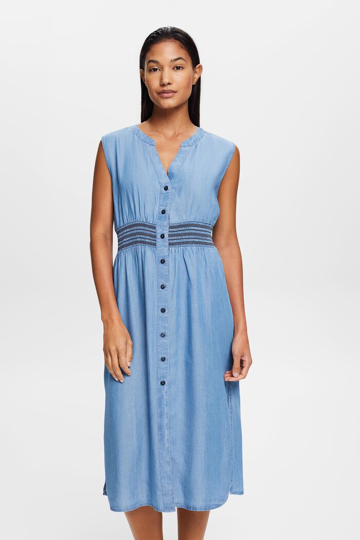 Sukienka midi bez rękawów z imitacji denimu, BLUE MEDIUM WASHED, detail image number 0