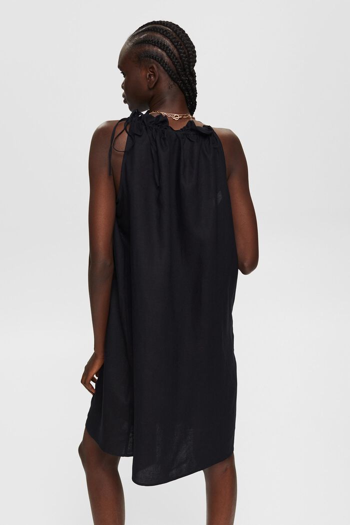 Z lnem: sukienka z wiązaniem na szyi, BLACK, detail image number 2