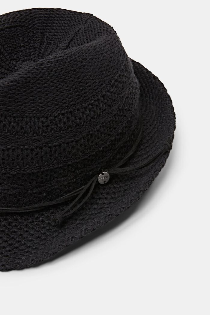 Dzianinowy kapelusz fedora, BLACK, detail image number 1