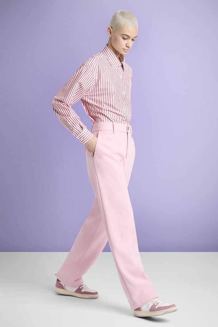 Szerokie spodnie z bawełną ekologiczną, PASTEL PINK, detail image number 0
