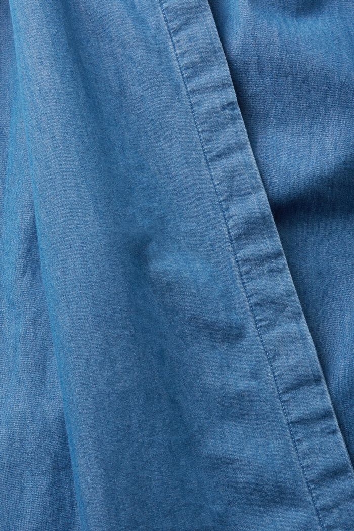 Bawełniana, denimowa sukienka midi z wiązanym paskiem, BLUE MEDIUM WASHED, detail image number 5