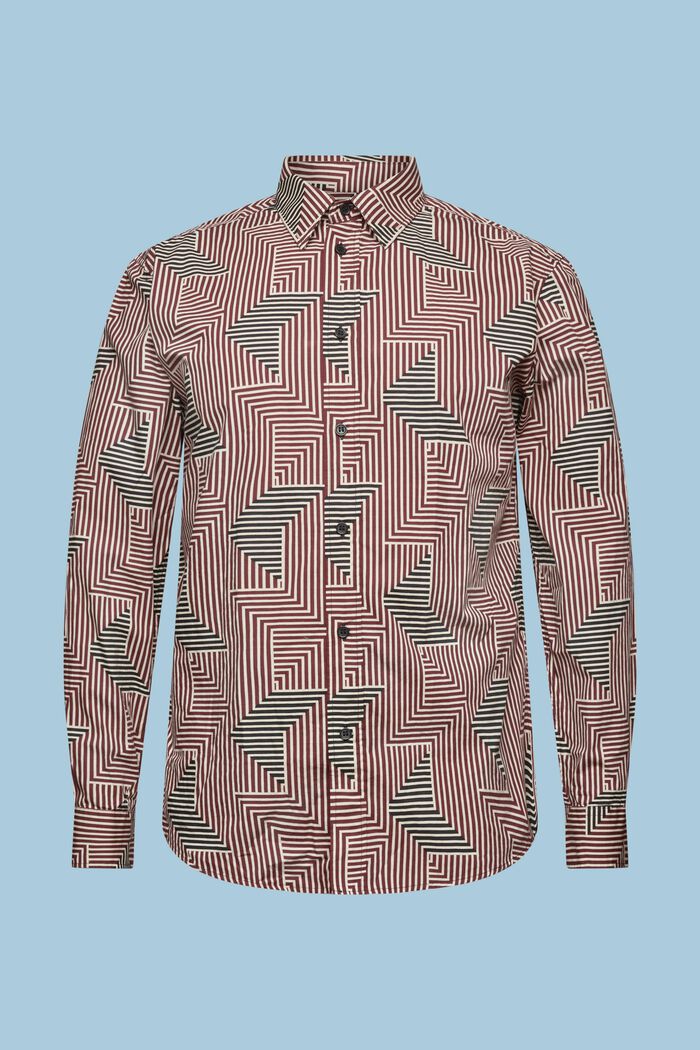 Koszula z geometrycznym nadrukiem, fason regular fit, GARNET RED, detail image number 7