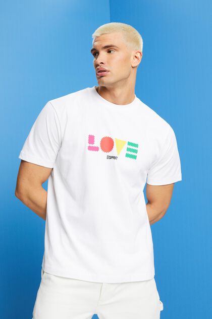 T-shirt z bawełny organicznej z geometrycznym nadrukiem