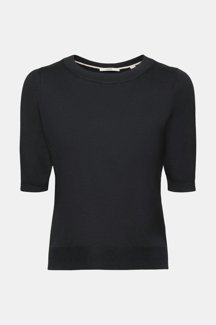 Dzianinowy sweter z krótkim rękawem, BLACK, detail image number 7