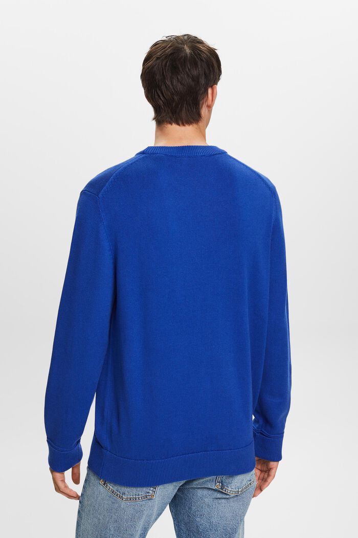 Sweter z okrągłym dekoltem z bawełny, BRIGHT BLUE, detail image number 3