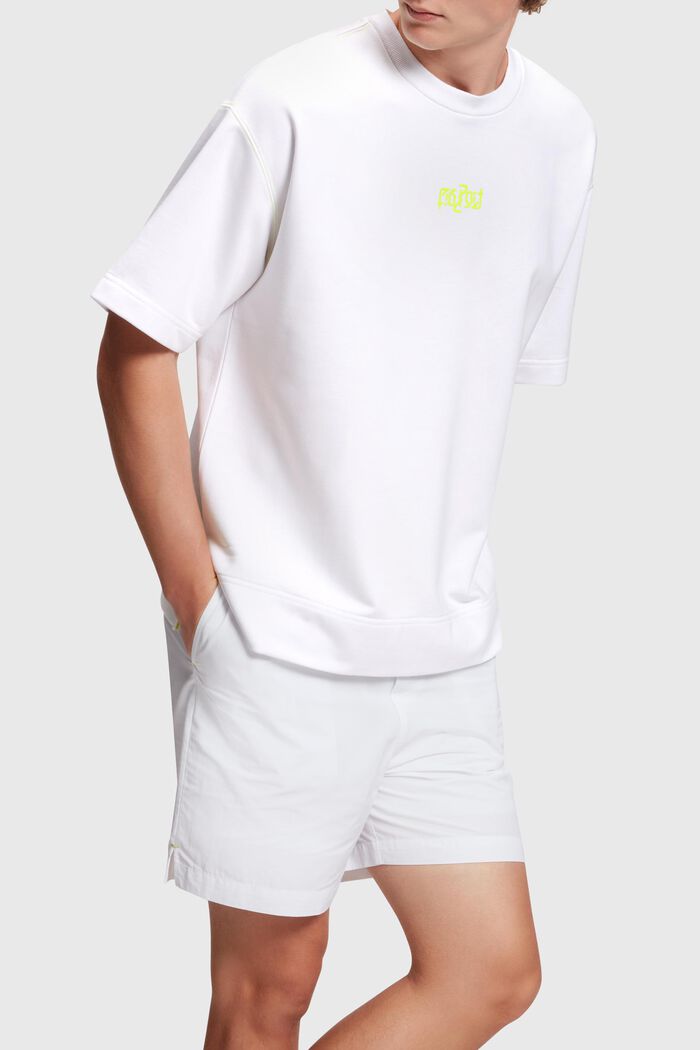 Bluza z neonowym nadrukiem, fason relaxed, WHITE, detail image number 0