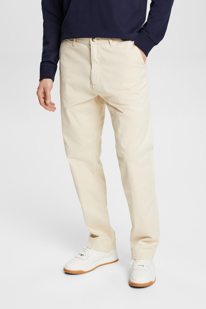 Bawełniane spodnie chino z prostymi nogawkami, LIGHT BEIGE, detail image number 0