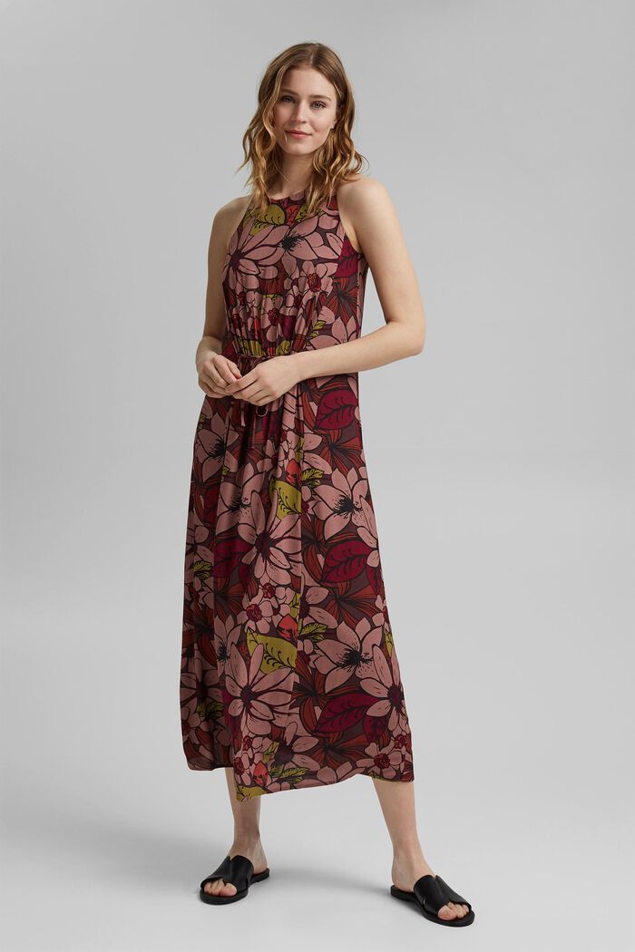 Kwiecista sukienka maxi z LENZING™ ECOVERO™, TERRACOTTA, detail image number 1