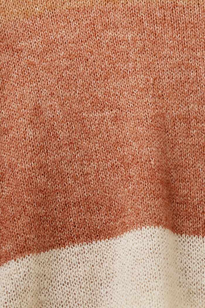 Sweter w kolorowe pasy, mieszanka wełniana, CARAMEL, detail image number 5