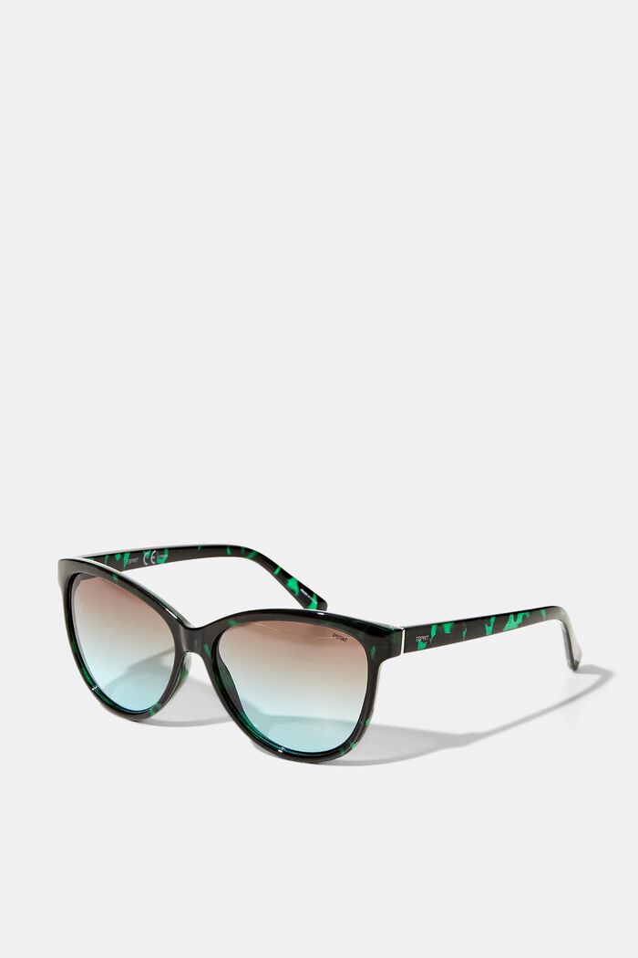 Okulary przeciwsłoneczne typu cat-eye w szylkretowym stylu, GREEN, overview