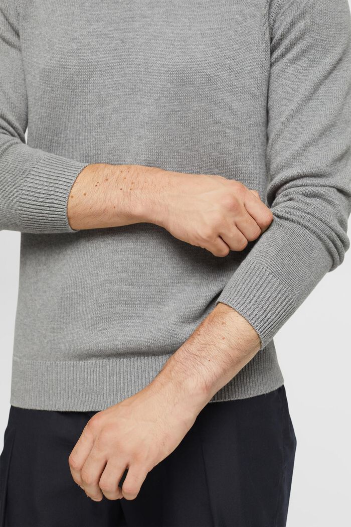 Dzianinowy sweter z ekologicznej bawełny, MEDIUM GREY, detail image number 0