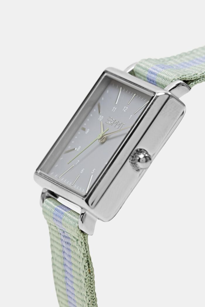 Zegarek ze stali nierdzewnej z materiałowym paskiem, SILVER, detail image number 1