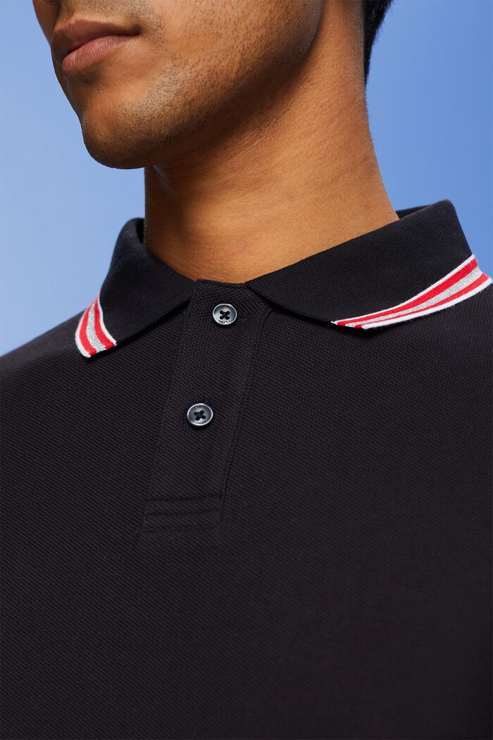 Koszulka polo z piki z połyskiem, 100% bawełna, BLACK, detail image number 2
