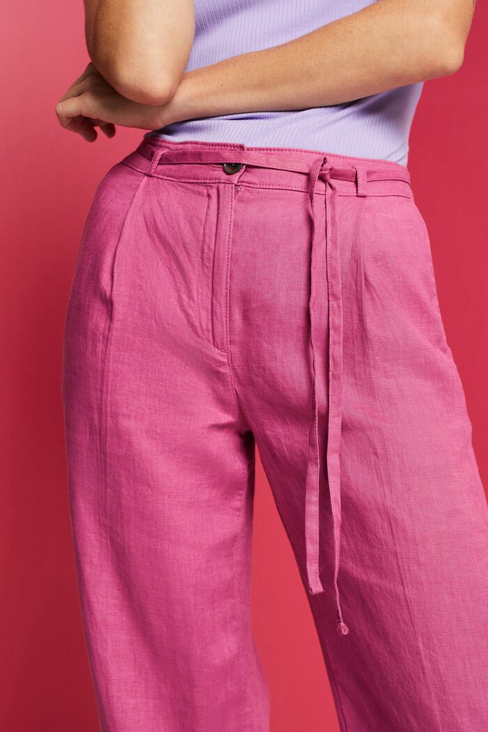 Spodnie z lnu z szerokimi nogawkami, VIOLET, detail image number 2