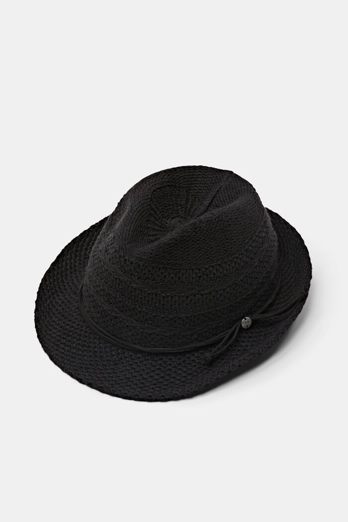 Dzianinowy kapelusz fedora, BLACK, detail image number 0