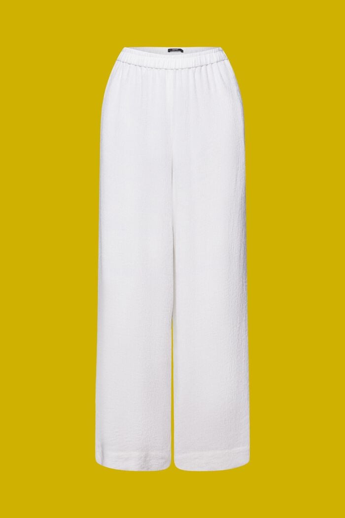 Marszczone spodnie na gumce z szerokimi nogawkami, WHITE, detail image number 9
