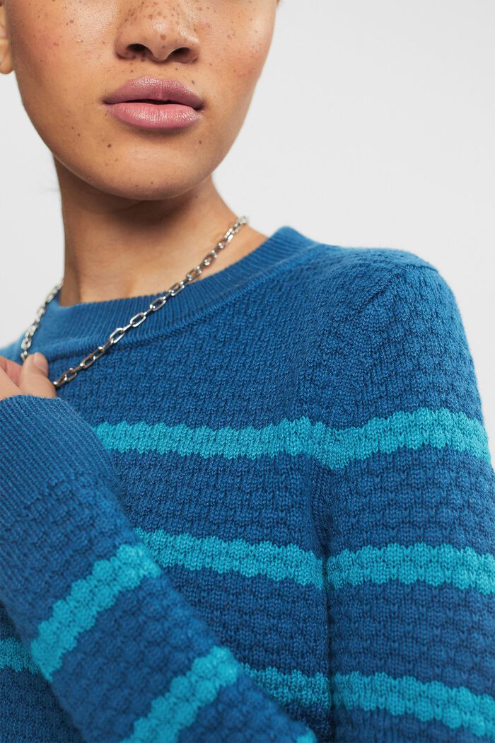 Sweter z fakturowanej dzianiny, PETROL BLUE, detail image number 0