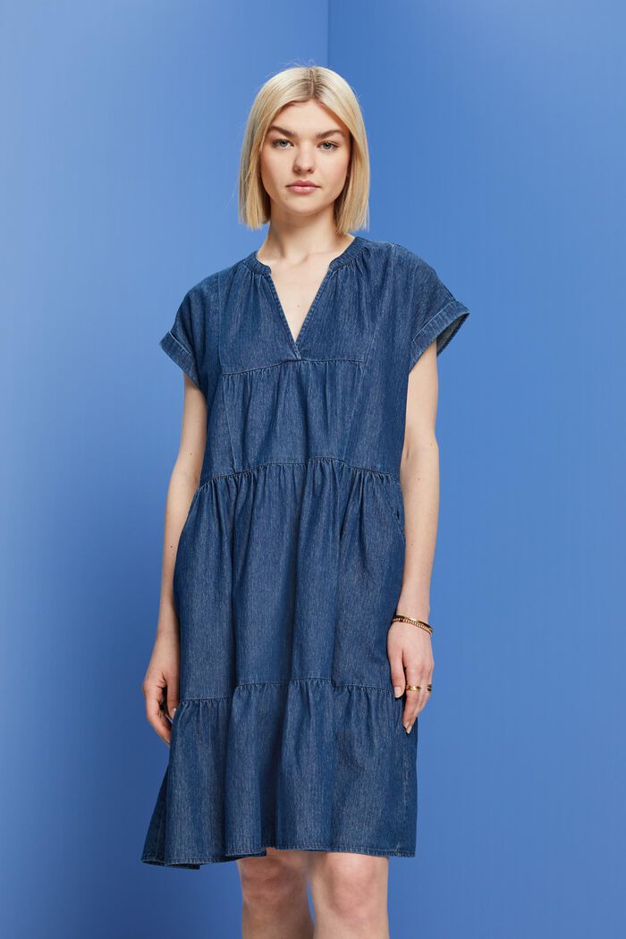 Lekka, dżinsowa sukienka, 100% bawełna, BLUE MEDIUM WASHED, detail image number 0
