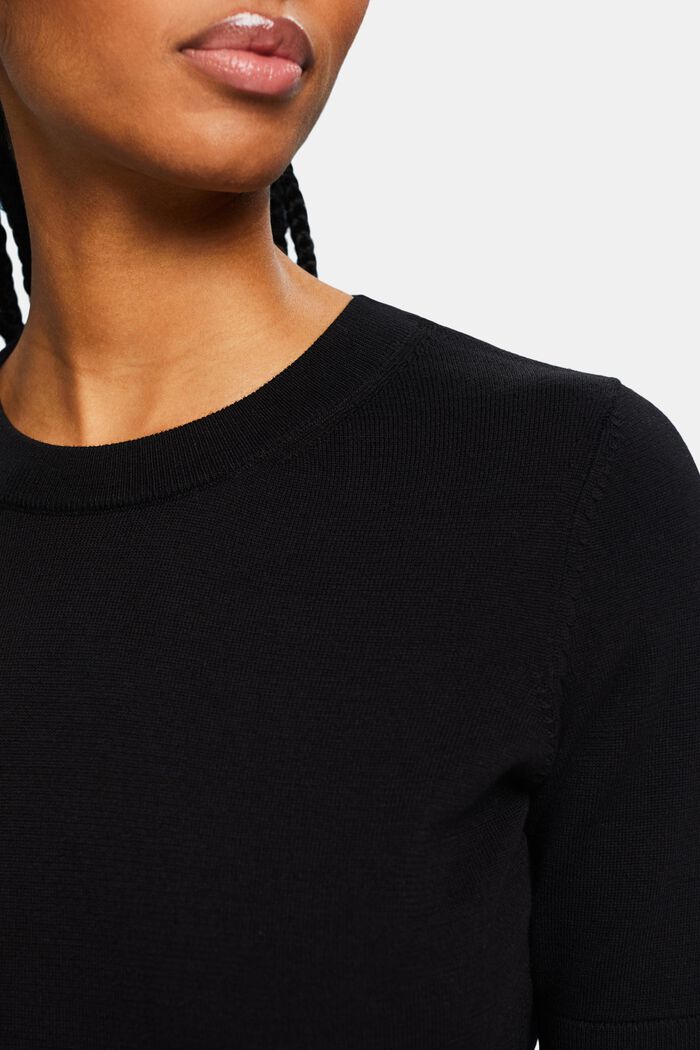 Sweter z krótkim rękawem i okrągłym dekoltem, BLACK, detail image number 3
