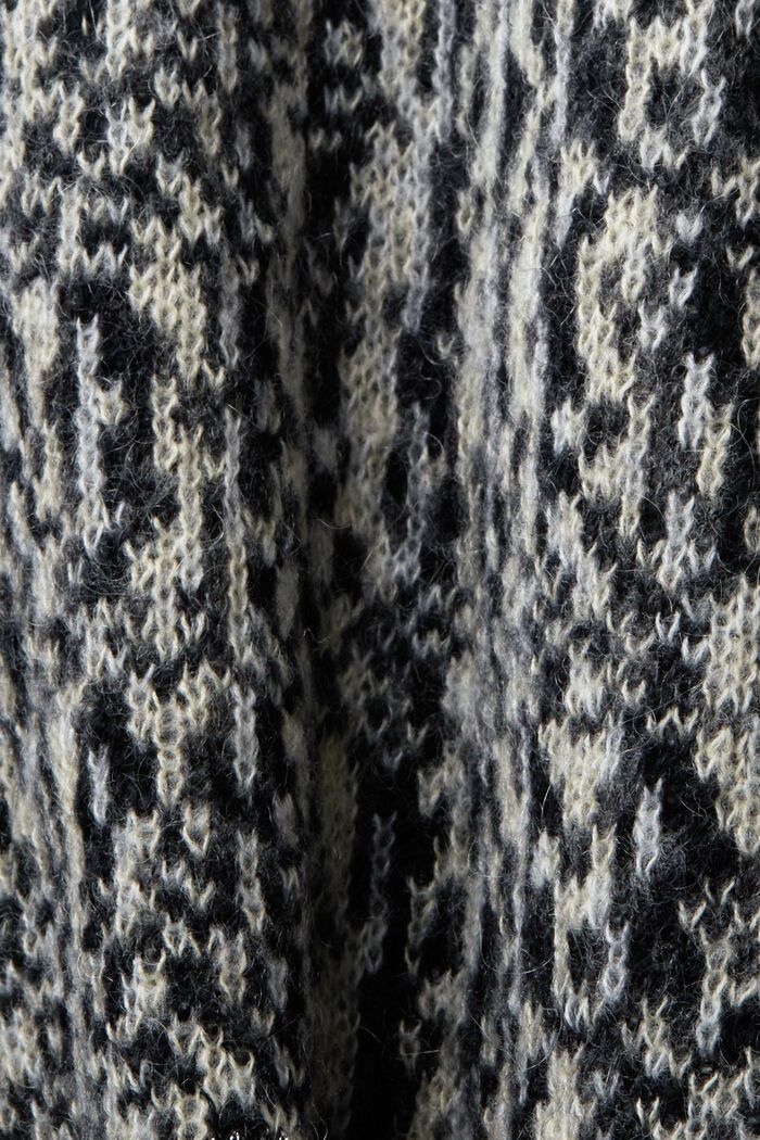 Żakardowy sweter z lamy, BLACK, detail image number 4