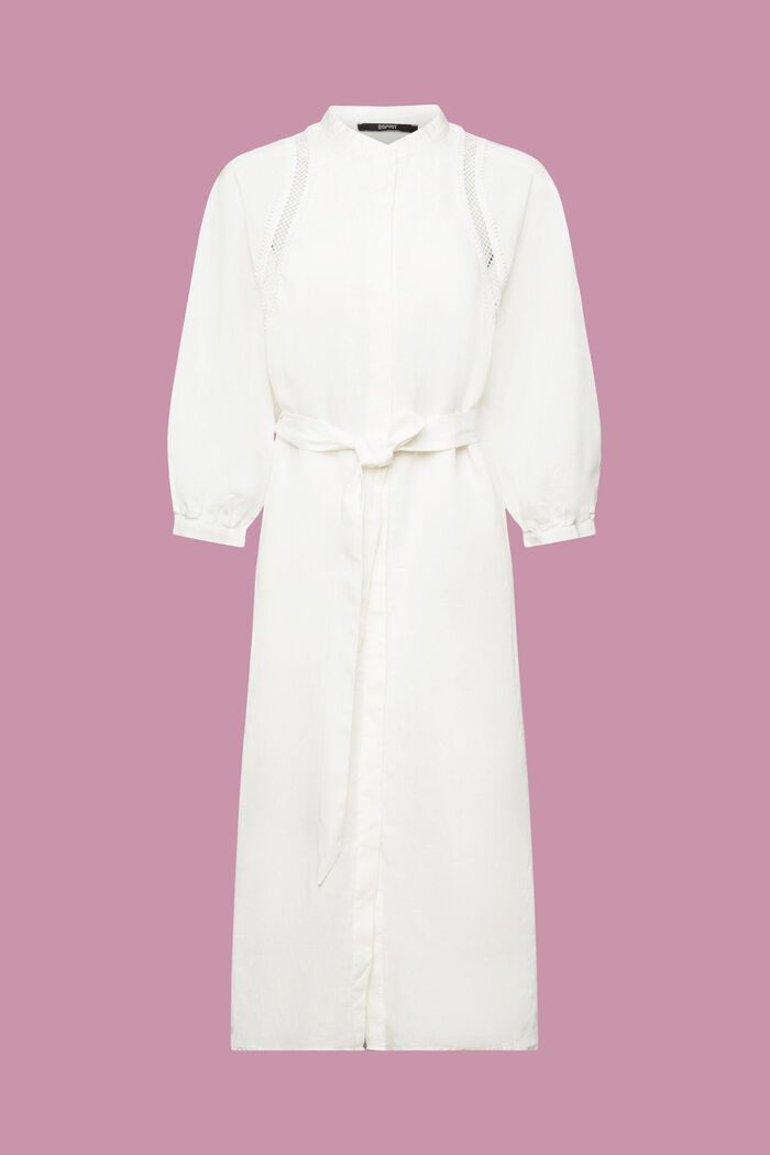 Sukienka midi z lnu, OFF WHITE, detail image number 7