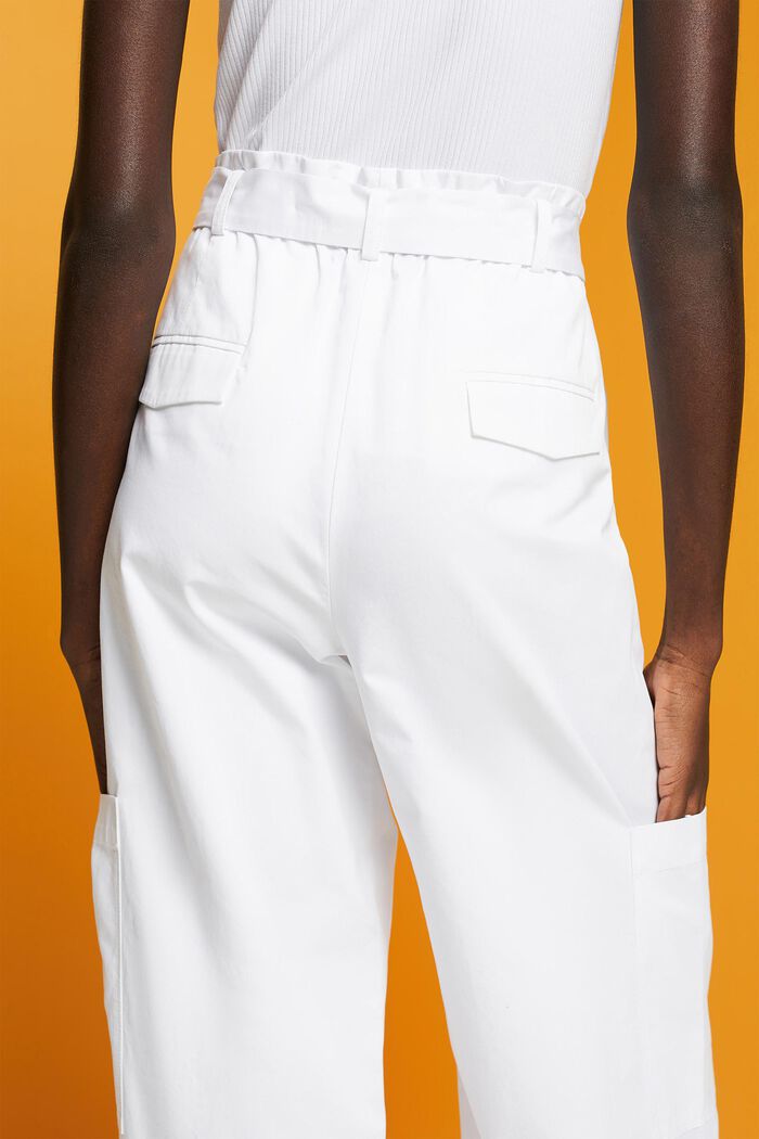 Spodnie bojówki z szerokimi nogawkami, WHITE, detail image number 4