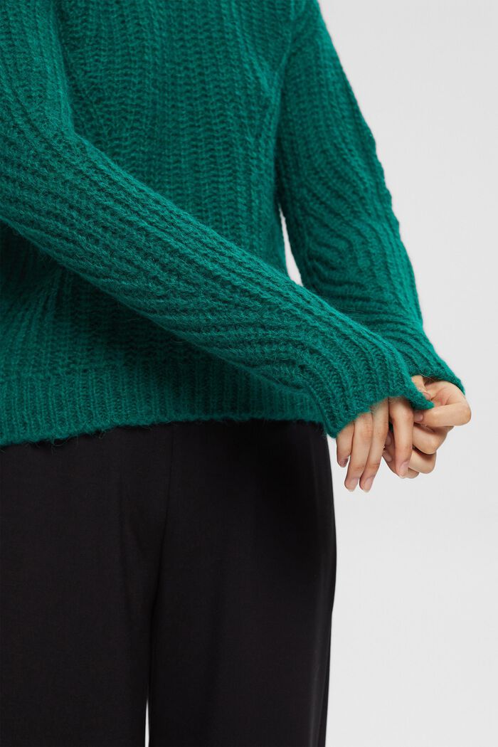 Z alpaką: sweter z dzianiny, EMERALD GREEN, detail image number 0